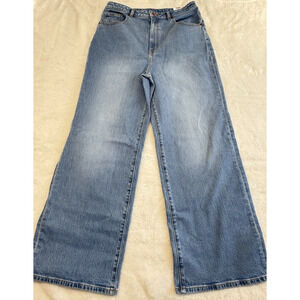 Size 14 PINK Victoria’s Secret High-Rise Straight Jeans Light Wash Wide Leg NWT